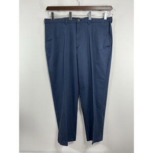 Mens Haggar Classic Fit Casual Pants 42x30 Blue Expandable Waist
